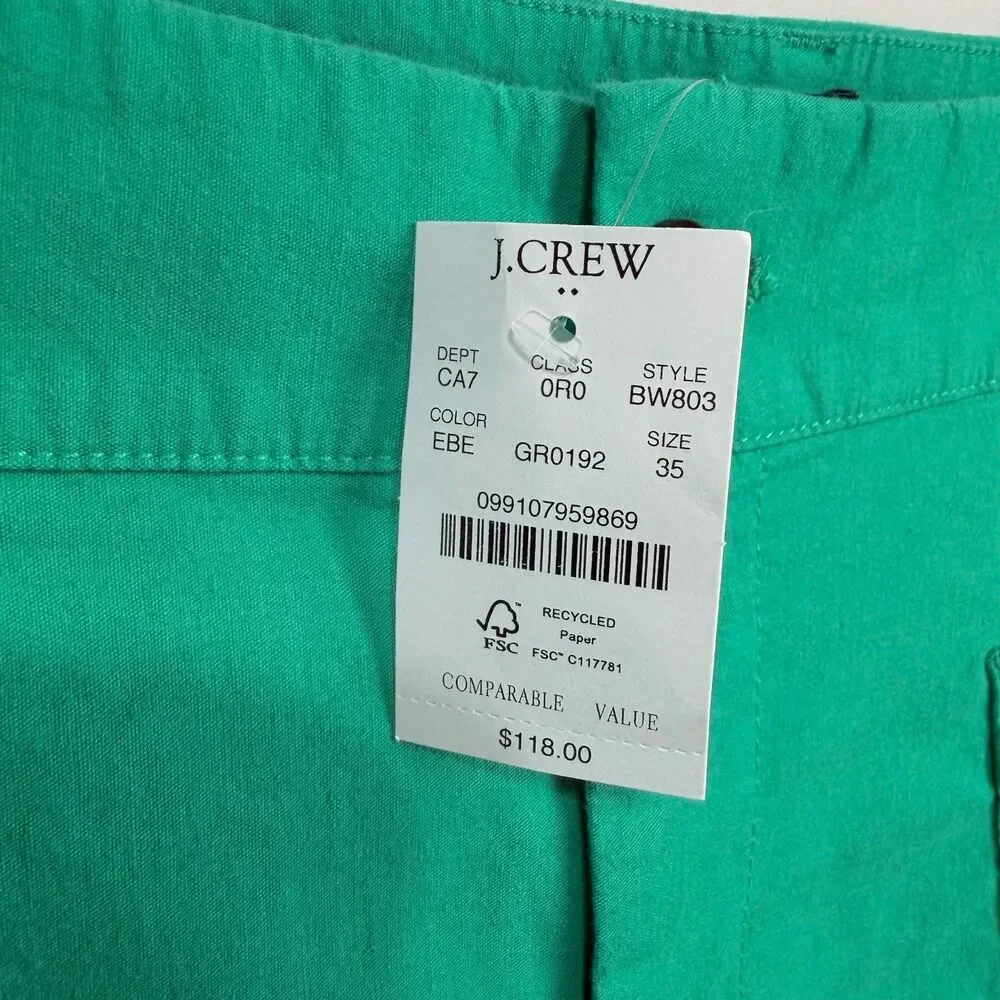 NWT J.Crew Lizzie High Rise Patch Pocket Wide Leg Pant Emerald Berry SZ 35/ 20W